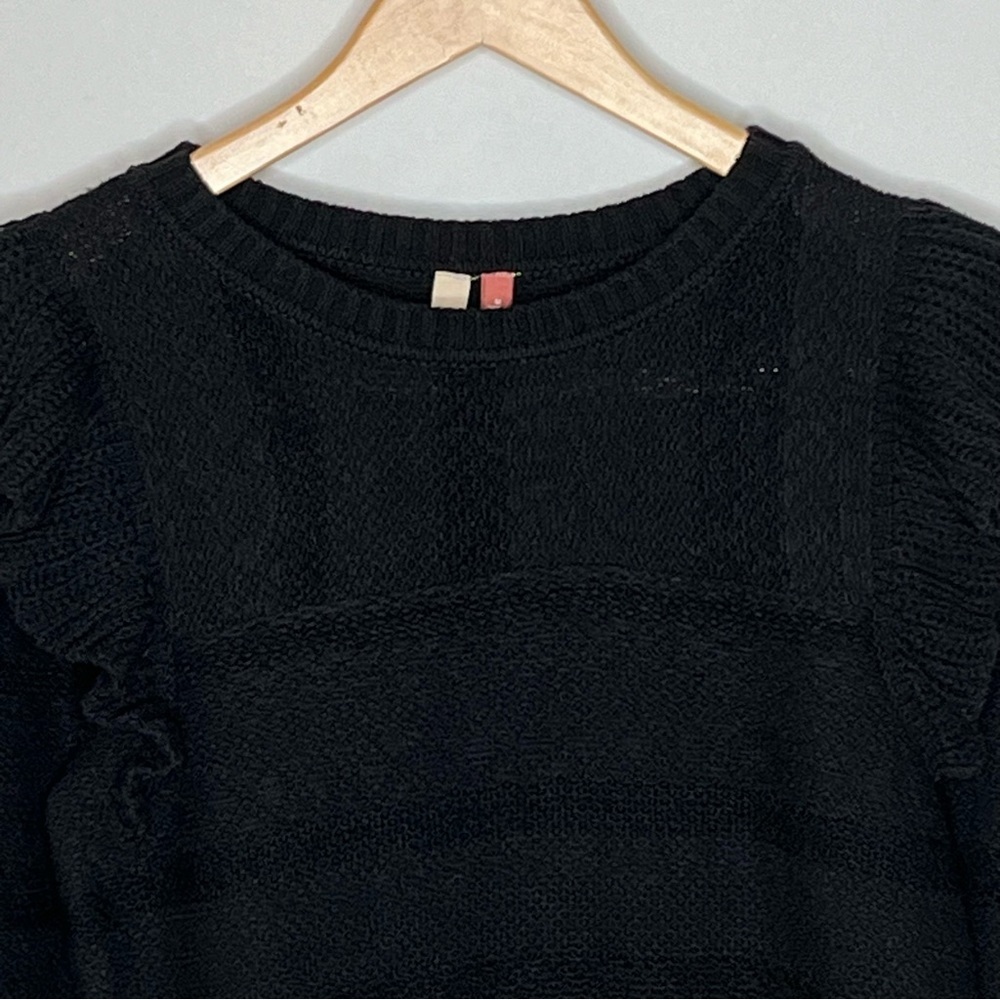 Anthropologie Pilcro Black Ruffled Fall Sweater Medium - Picture 7 of 13